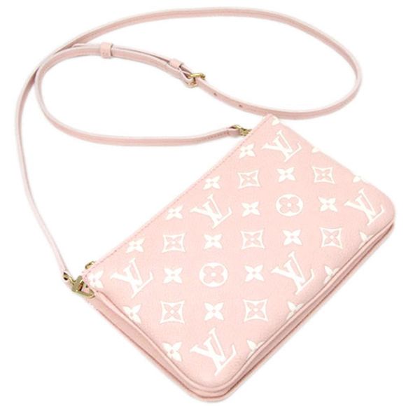 Bag Monogram Implant Pochette Double Zip Rose Candy Pink Shoulder Pouch Clutch - Picture 3 of 9